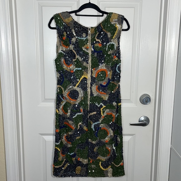 Alice + Olivia Sequined Green Mini Dress Size 12 - Picture 6 of 8
